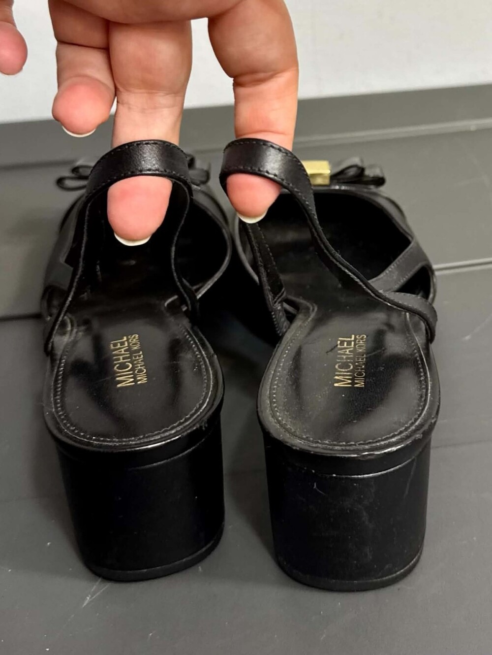 Michael Kors Black Leather Slingback Heels Size 7M